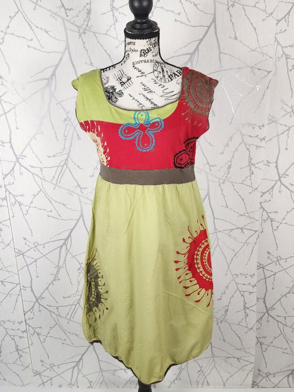 Coline Colorful Abstract Art To Wear Cotton Midi A-Line Dress
